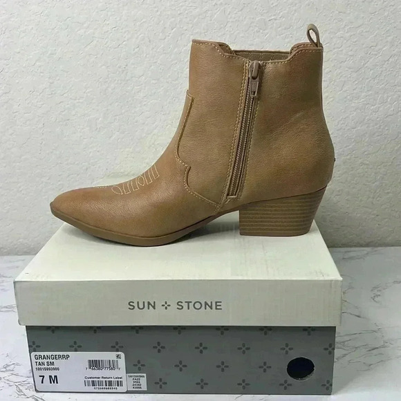 SUN + STONE GRANGERR STRETCH WESTERN ANKLE BOOTS Size 7M - Picture 5 of 14
